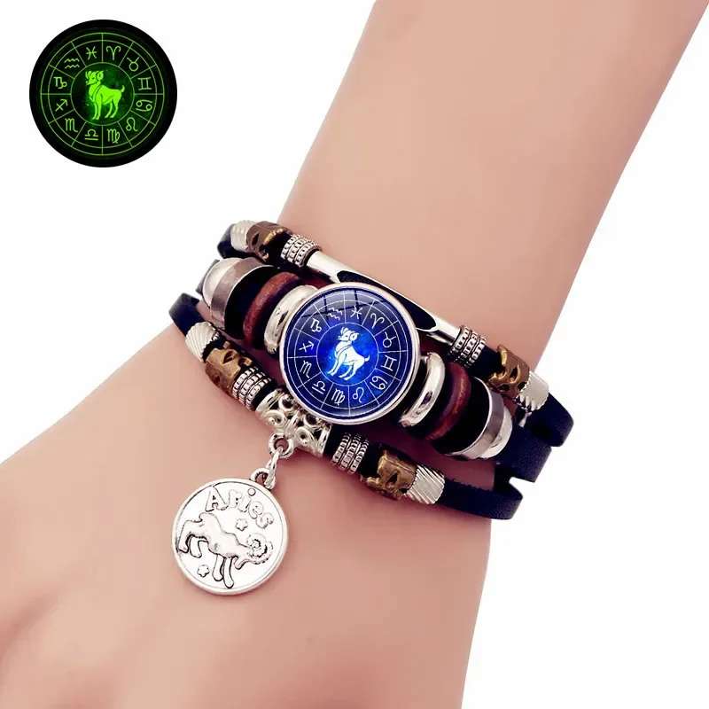 Men Women Fashion Luminous 12 Zodiac Signs Constellation Charm Bracelet Multilayer Weave Leather Beaded Bracelets Birthday Gift
Men Women Fashion Luminous 12 Zodiac Signs Constellation Charm Bracelet Multilayer Weave Leather Beaded Bracelets Birthday Gift