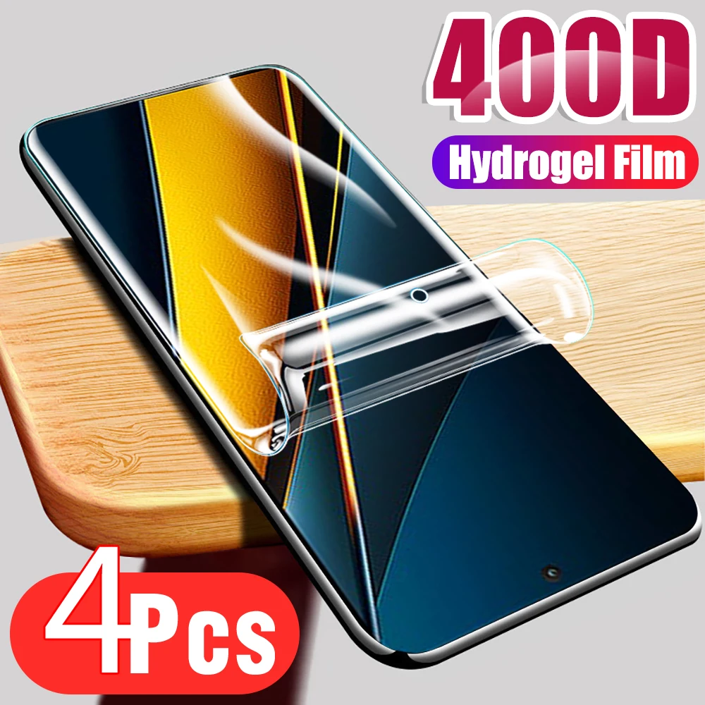 

4pcs Clear hydrogel film For Xiaomi Poco X6 Pro pocophone X6pro X 6pro Full glue cover protective Film 6.67 inches soft film