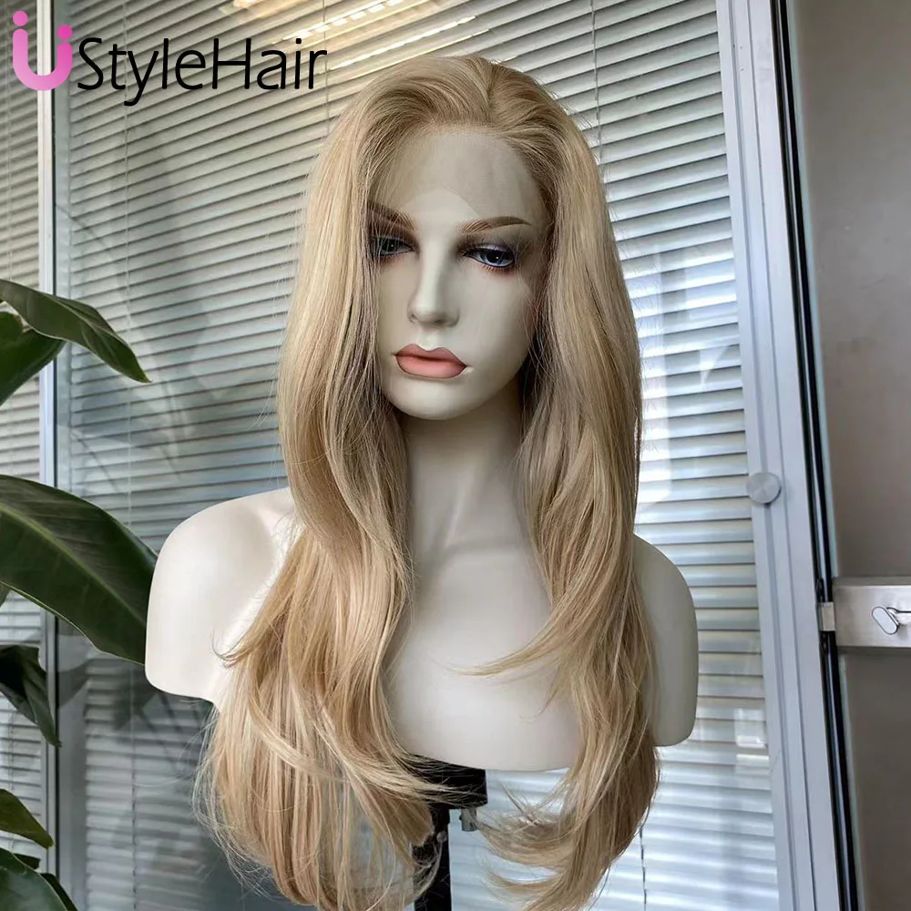 UStyleHair Blonde Wig Long Natural Wave Wigs for Women Synthetic Lace Front Wig Natural Hairline Daily Cosplay Glonden Lace Wig 1 S235fde8c71c3414c843fcea9425d0ba65