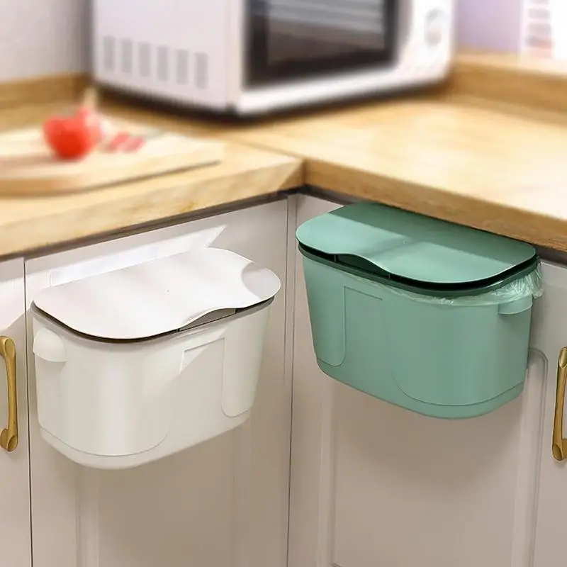 

Hanging Trash Can With Lid Kitchen Recycling Garbage Basket Wall Mounted Cabinet Door Waste Can Counter Waste Compost Bin Supply