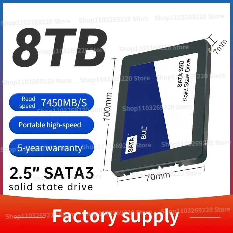 

SSD SATA 1TB 2TB 4TB 2.5inch Hard drive disk sata3 SSD TLC 7450MB/s internal Solid State Drives for laptop PC PS5 PS4 disco duro