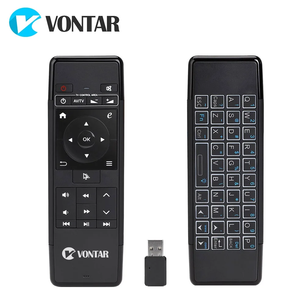 

VONTAR 2.4GHz Air Mouse Wireless Keyboard 6-Axis IR Learning Remote Control with Backlit rechargable for Android TV BOX PC