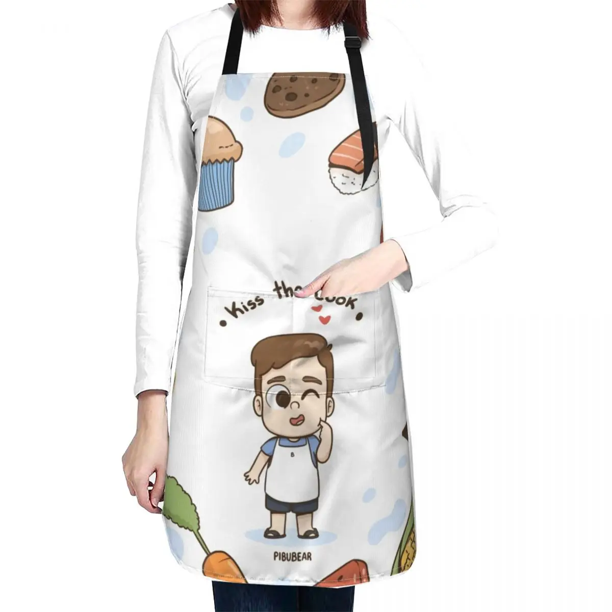 

Kiss the cook (Bu without beard) Apron Kitchen Tools Accessories work apron barber uniform