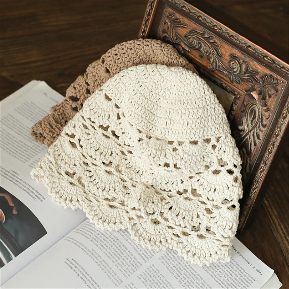 Hand-Knitted Flower Hollow Lace Cap 2 S236813d944314a4c86bd9c44e497d6d7b