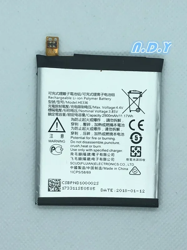 Original HE336 2900mAh Battery For Nokia 5 Dual SIM, 5 Premium Edition Dual SIM, HMD Heart, Nokia 5, TA-1044
Original HE336 2900mAh Battery For Nokia 5 Dual SIM, 5 Premium Edition Dual SIM, HMD Heart, Nokia 5, TA-1044