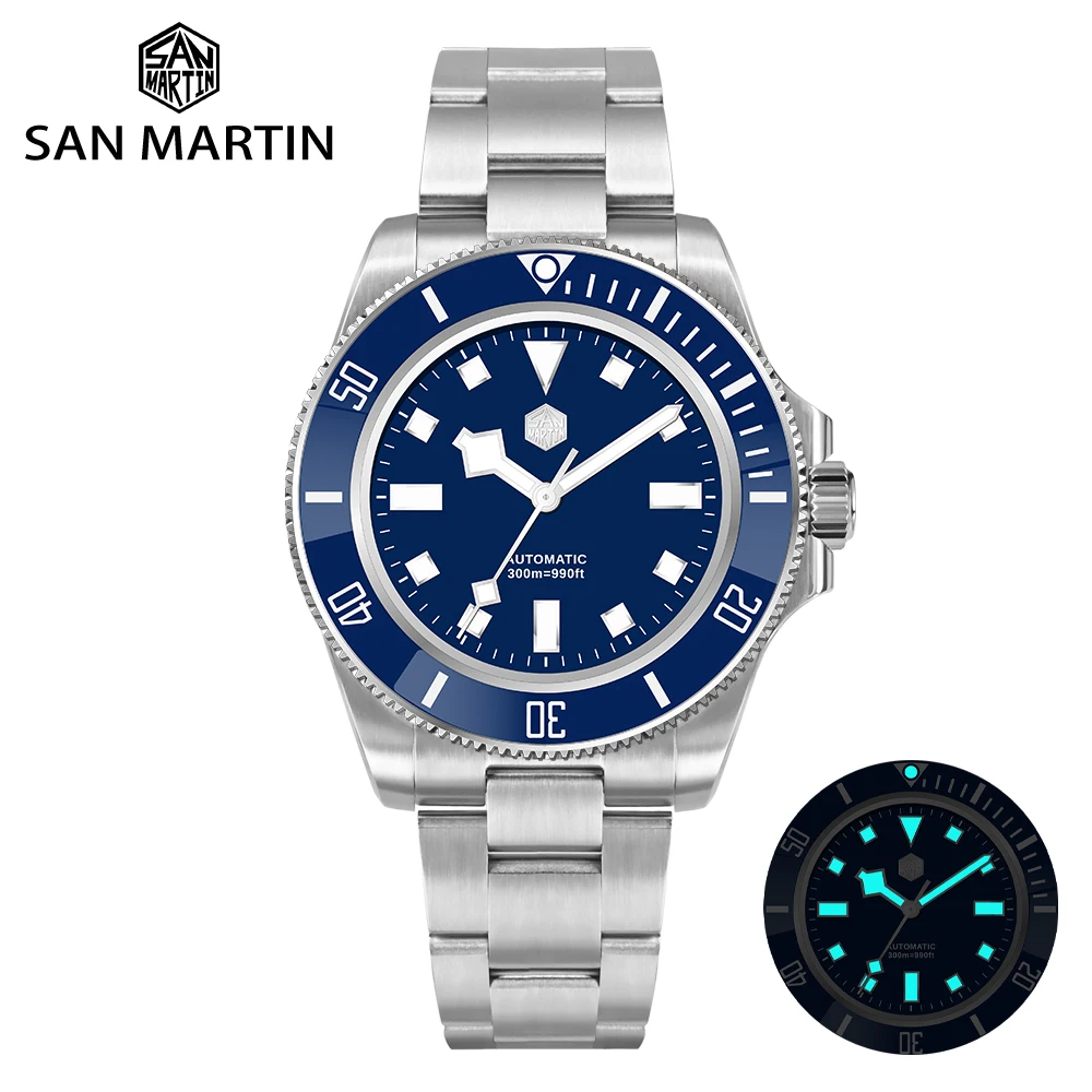 

San Martin 2023 New Stainless Steel Men Diver Watch NH35 Automatic Mechanical Classic Snowflake Hands Sapphire Waterproof 300m