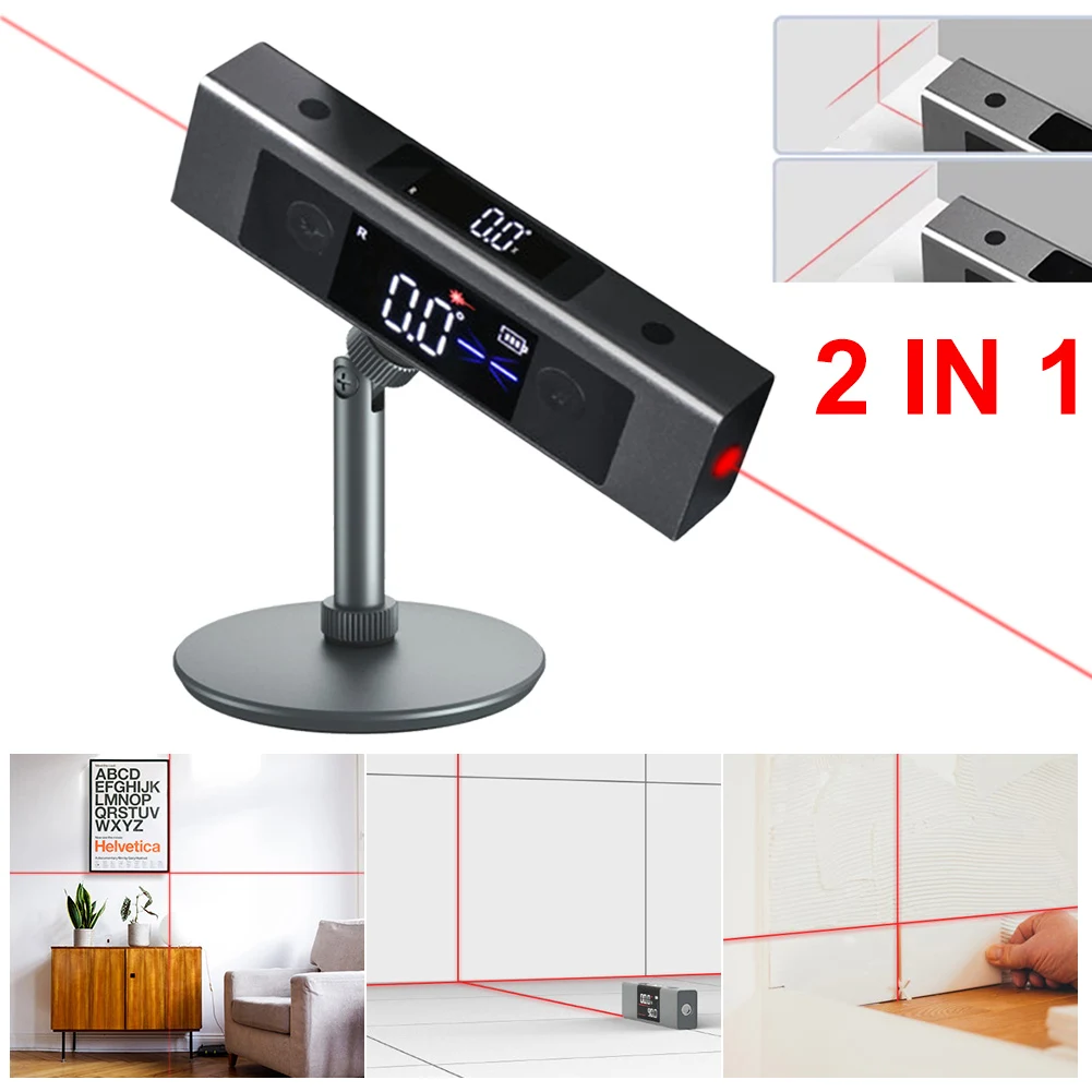 Portable 2 In 1 Laser Level Digital Inclinometer Laser Protractor Angle Ruler Type-C Rechargeable Laser Measurement Tool
Portable 2 In 1 Laser Level Digital Inclinometer Laser Protractor Angle Ruler Type-C Rechargeable Laser Measurement Tool