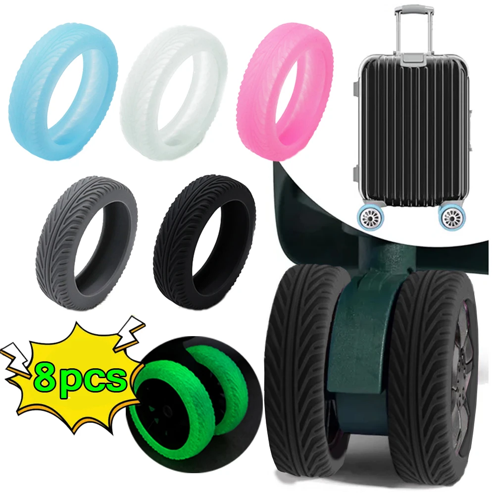 

8Pcs Luggage Wheels Protector Silicone Wheels Caster Shoes For Luggage Suitcase Reduce Noise Wheel Guard Cover Accessories