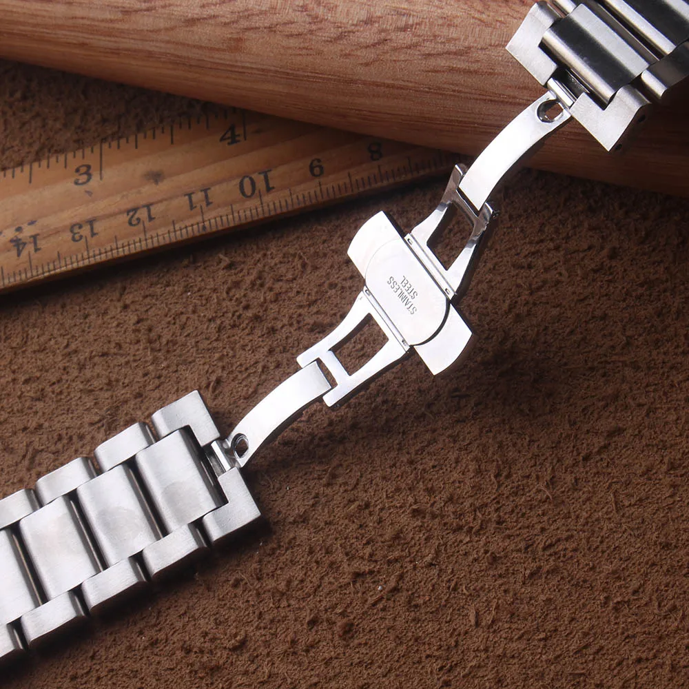 

Stainless Steel Watchbands Bracelet Women Men Solid Metal Watch Strap 16mm 18mm 20mm 22mm 24mm 26mm 28mm polish silver Wristband