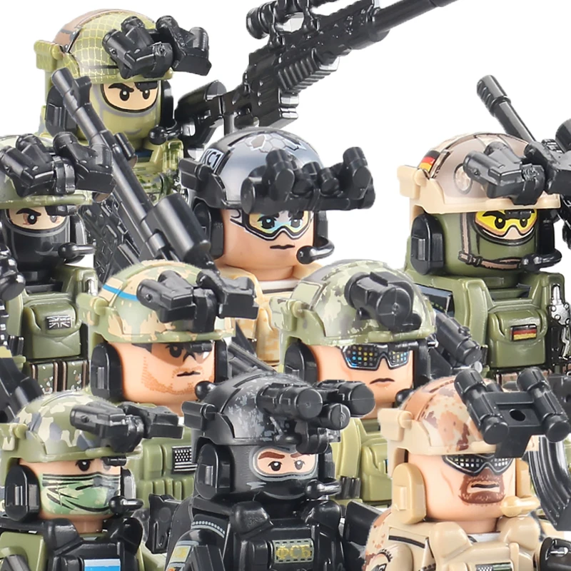 

MOC City Military Special Forces Building Blocks Russian Army Alpha SAS SWAT Soldier Figures Warrior Gun Weapons Bricks Toys Boy