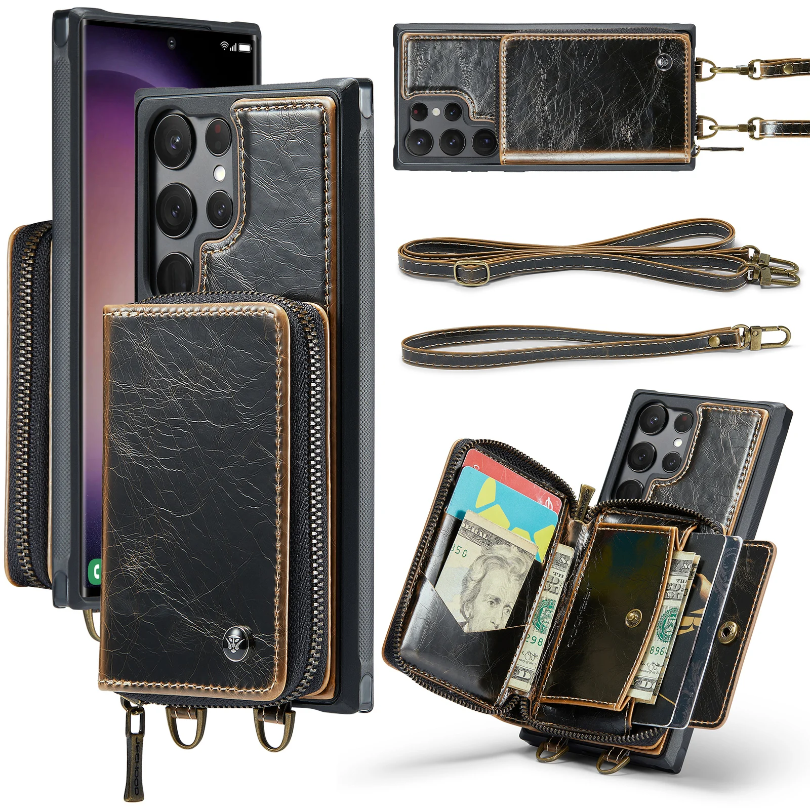 for Samsung Galaxy S23 Ultra S23+ 2023 Wallet Case Crossbody, Zipper Leather Phone Case with Card Holder Wrist Strap for Women
for Samsung Galaxy S23 Ultra S23+ 2023 Wallet Case Crossbody, Zipper Leather Phone Case with Card Holder Wrist Strap for Women