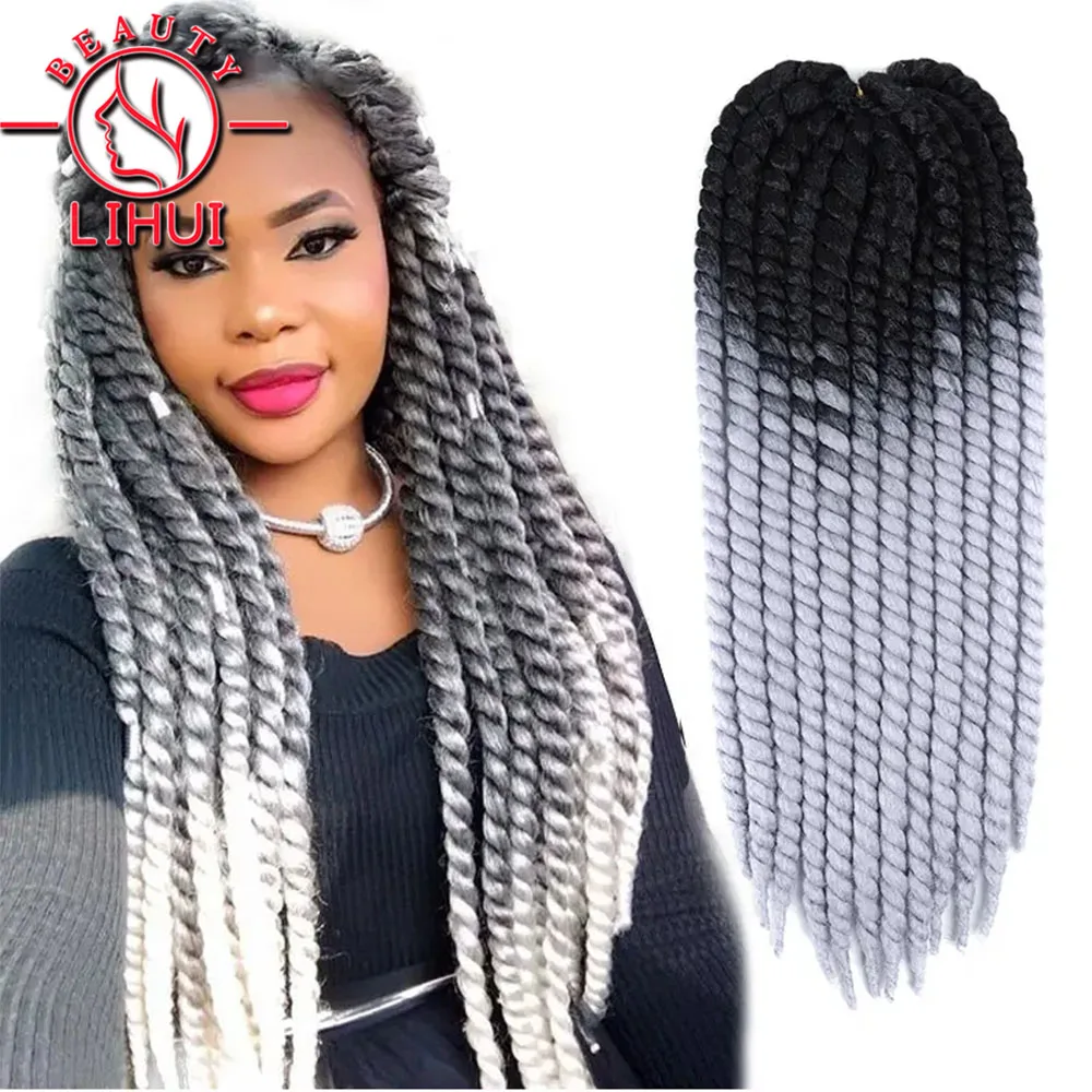 

Synthetic Crochet Hair Mambo Twist Hair Crochet Braids 22'' 120g 24 Color Ombre Braiding Hair Purple Red For Black Woman