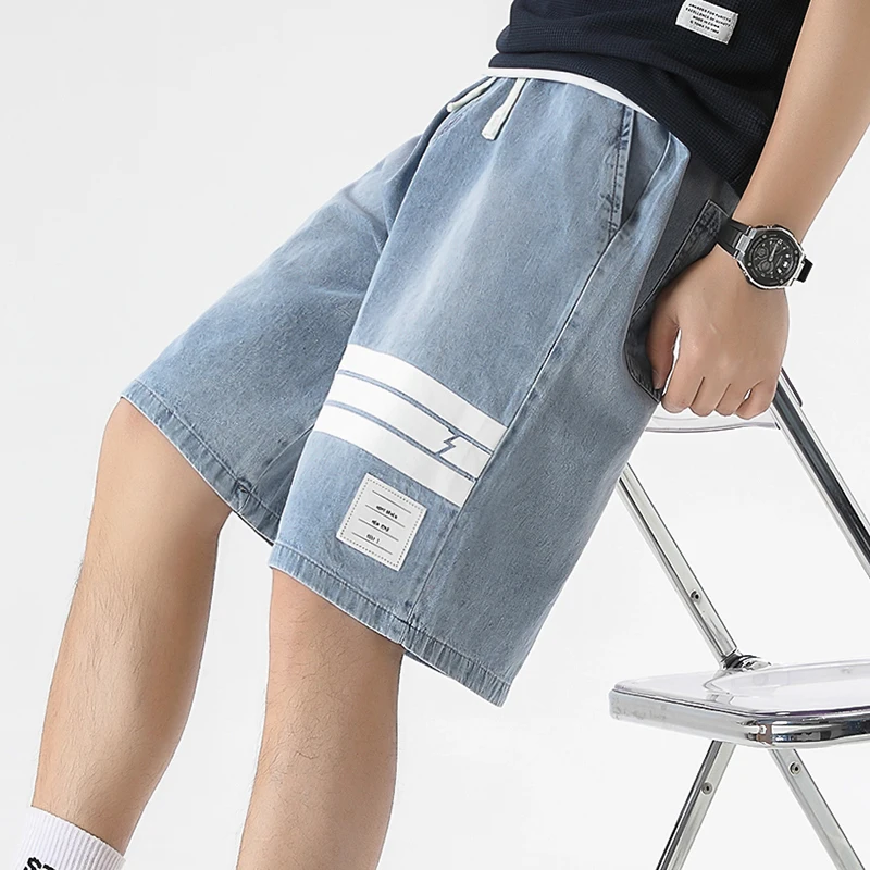 Denim Shorts For Men's 2023 Summer Knee-Length Pant Streetwear Casual Thin Jeans Drawstring Elastic Waist Trouser Hip Hop Jogger
Denim Shorts For Men's 2023 Summer Knee-Length Pant Streetwear Casual Thin Jeans Drawstring Elastic Waist Trouser Hip Hop Jogger