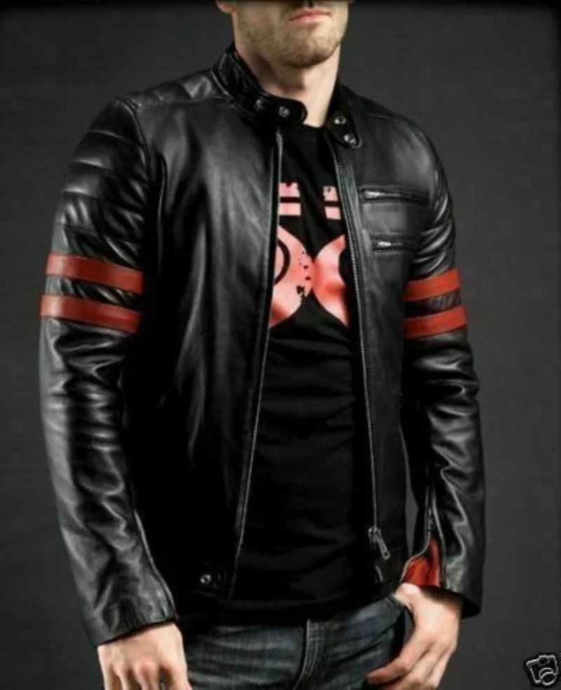 

Black Slim fit Motorcycle Biker New Jacket Men's Genuine Lambskin Leather Jacket