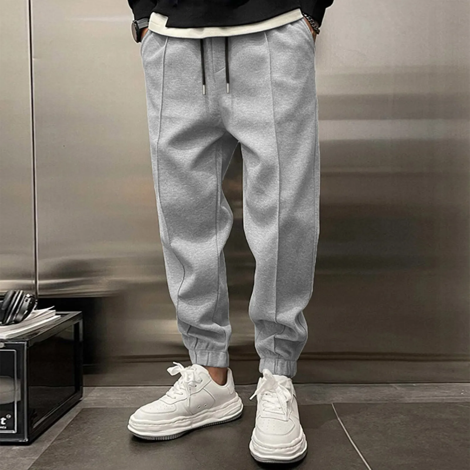 

Mens Fleece Lined Sweatpants Wide Straight Leg Pants Bottom Sweatpants Joggers Pants Workout High Waisted Yoga Pants With