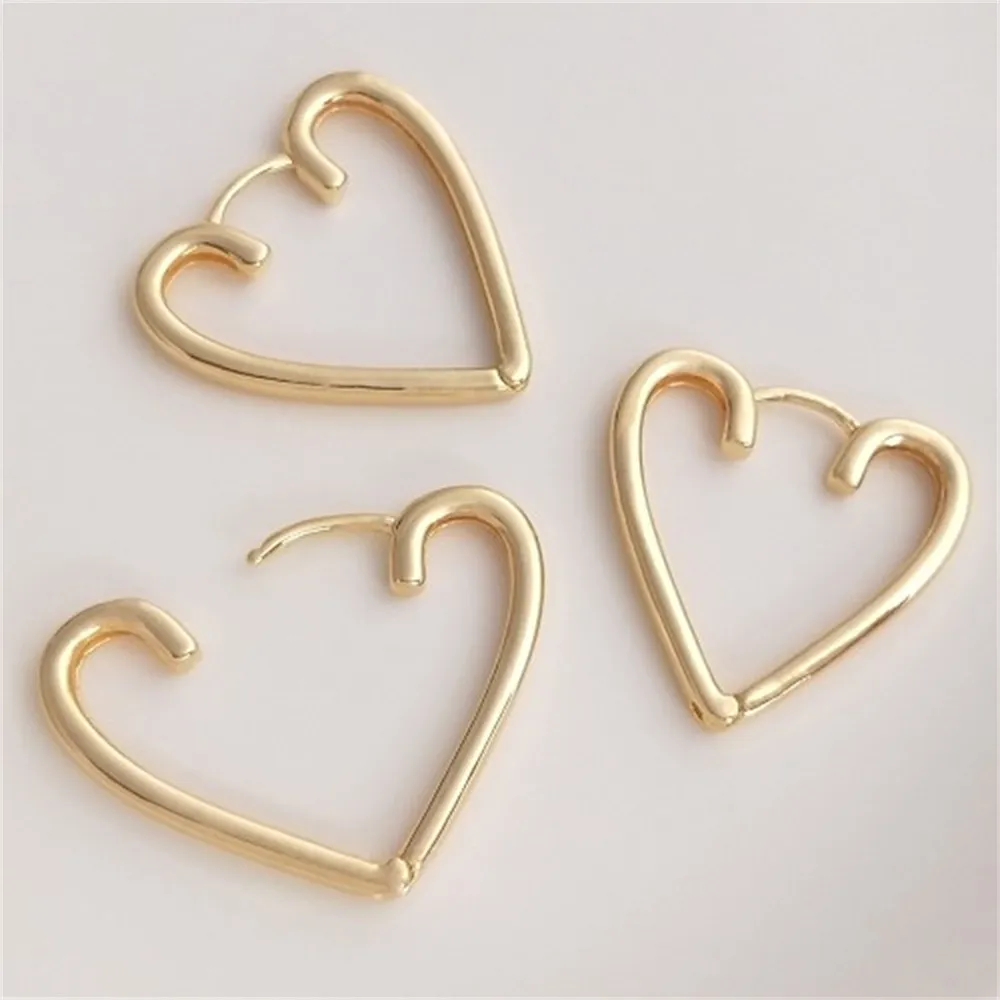 

14K Gold Peach Heart Ear Buckle Heart-shaped Earrings Fashion Light Luxury Temperament Fairy DIY Handmade Ear Jewelry E139