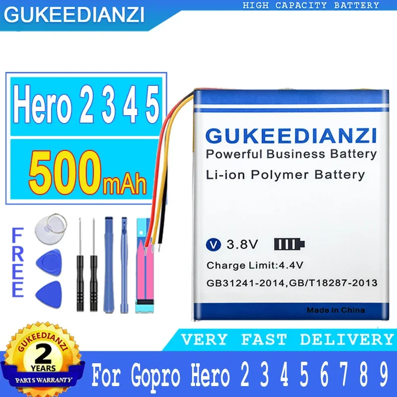 

500mAh High Capacity Battery For Gopro Hero 2 3 4 5 6 7 8 9 Hero2 Hero3 Hero4 Hero5 Hero6 Hero7 Hero8 Hero9 Phone Batteries