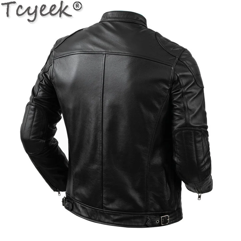 

Real Motorcycle Cowhide Genuine Jacket Men Clothes Fashion Stand Coat fall Leather Jackets man Jaqueta Masculina