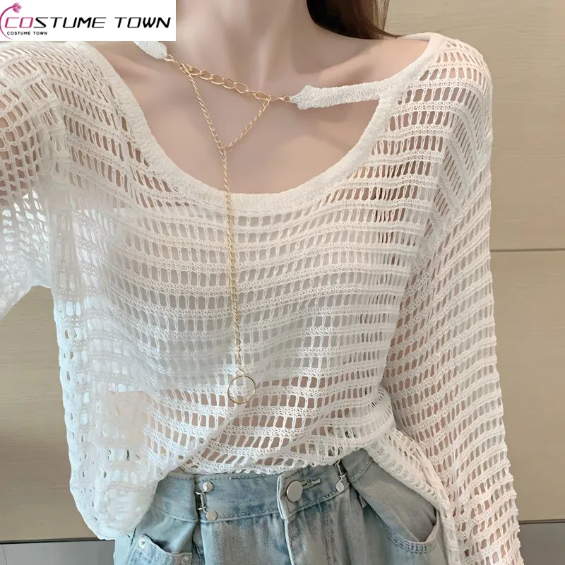 Hollow Out Collarbone Exposed Knitted Shirt for Women's Spring/summer 2023 New Loose Fitting Pure Lust Style Chic Top Trend 
Hollow Out Collarbone Exposed Knitted Shirt for Women's Spring/summer 2023 New Loose Fitting Pure Lust Style Chic Top Trend