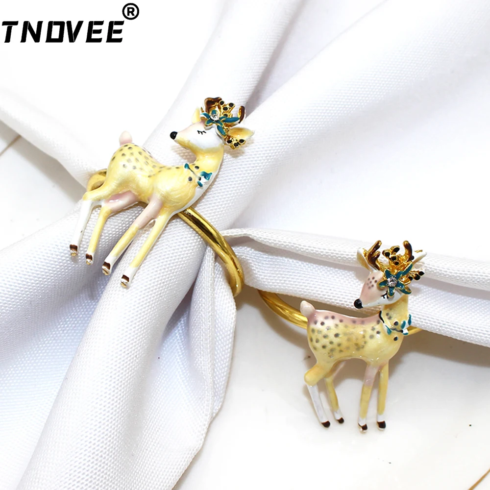 

6Pcs Christmas Napkin Rings Exquisite Sika Deer Napkin Rings Holder for Christmas Thanksgiving Wedding Party Dinner Table Decor