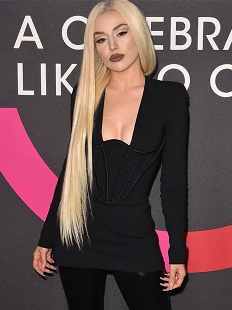 Women Autumn Winter Black Whtie Long Sleeve Deep O Neck Bodycon Elastic Minibandage Dress Celebrity Evening Club Pary Dresses
Women Autumn Winter Black Whtie Long Sleeve Deep O Neck Bodycon Elastic Minibandage Dress Celebrity Evening Club Pary Dresses