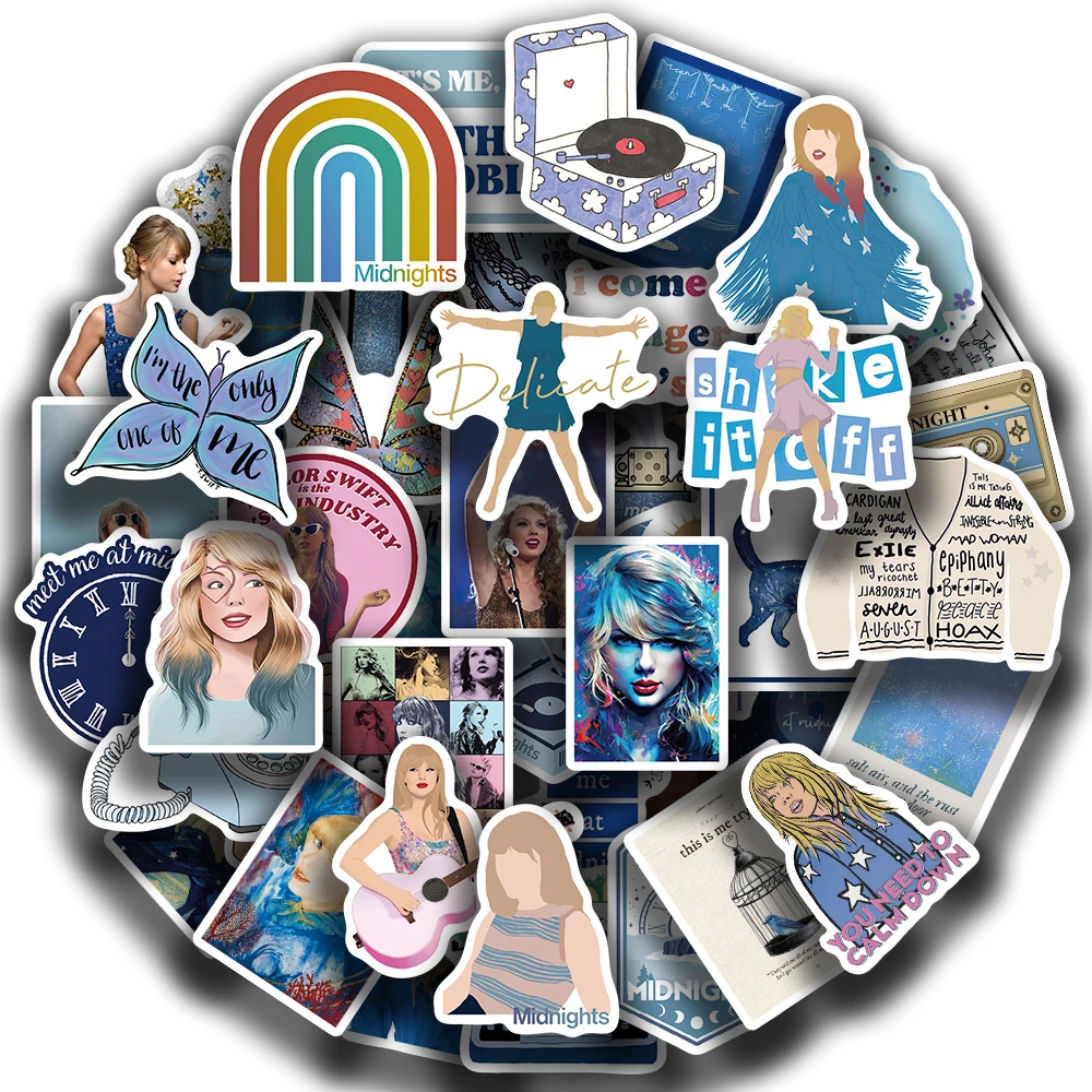 50PCS Taylor Music Cartoon Stickers Aesthetic DIY For Skateboard Car Bike Phone Luggage Graffiti Creative Sticker Toy For Fans
50PCS Taylor Music Cartoon Stickers Aesthetic DIY For Skateboard Car Bike Phone Luggage Graffiti Creative Sticker Toy For Fans