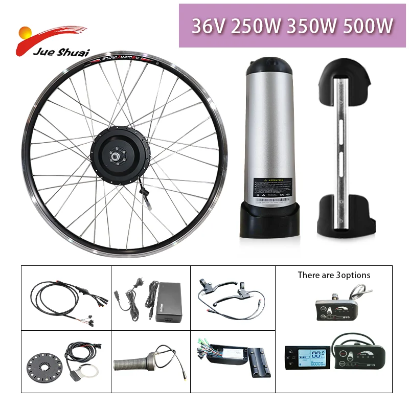 

250W 350W 500W Electric Bike Conversion Kit with LCD/LED Display Ebike 20 24 26 27.5 700C Front/Rear Wheel 36V Lithium Battery