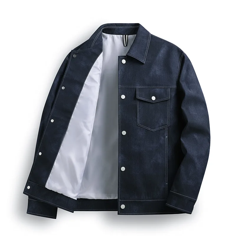

Spring and autumn 2024 new high-end light luxury jacket men's imitation denim handsome lapel casual fashion jacket top