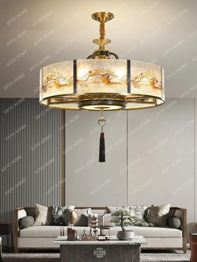 New Chinese-Style Chandelier Copper Enamel Color Living Room Dining Room round Retro Headlight
New Chinese-Style Chandelier Copper Enamel Color Living Room Dining Room round Retro Headlight