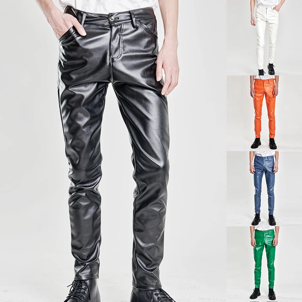 Mens Personality Leather Pants Fashion Slim Stretch PU Biker Leather Trousers Stage Performance Bar Pants S-4XL
Mens Personality Leather Pants Fashion Slim Stretch PU Biker Leather Trousers Stage Performance Bar Pants S-4XL