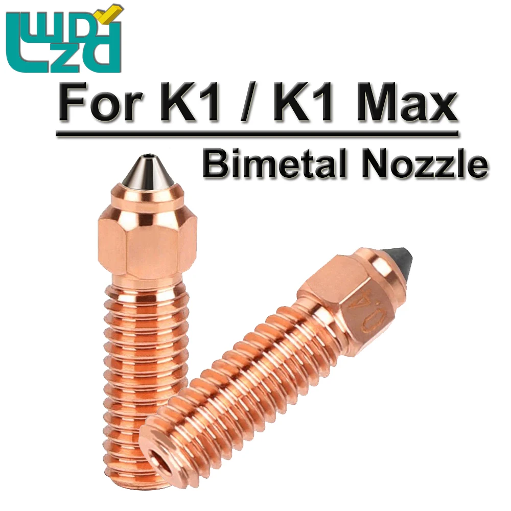 

1pc For Creality K1/K1 MAX Nozzle Bi-metal Chromium Zirconium copper Hardened Steel Nozzle 0.4mm 3D Printer Parts