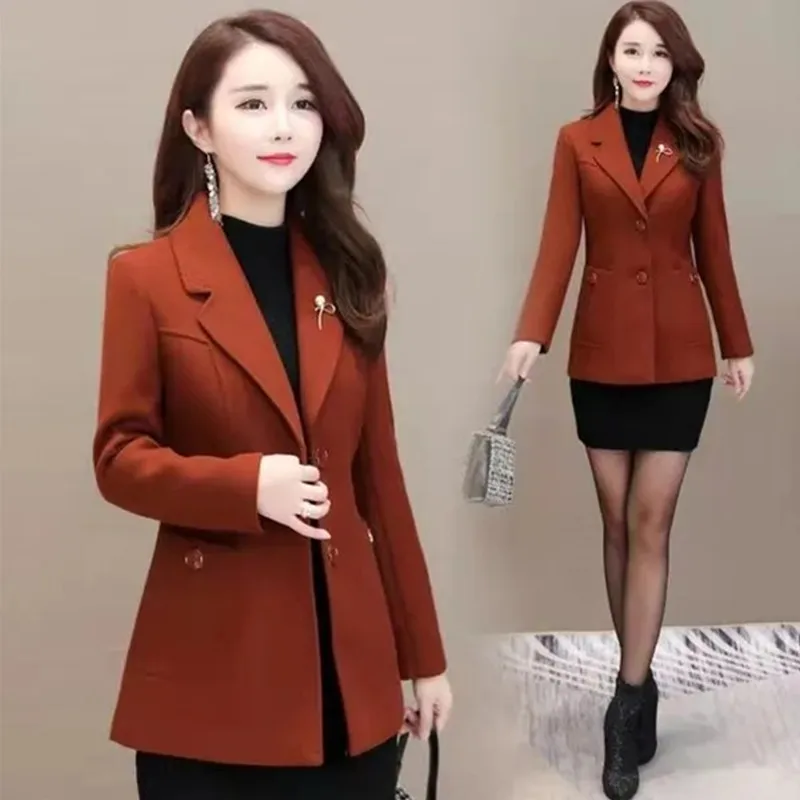 

Autumn Winter Clothes Short Wool Coat Women Jacket Korean Thick Woolen Blazer Jackets Fashion Elegant Blended Outerwear Female