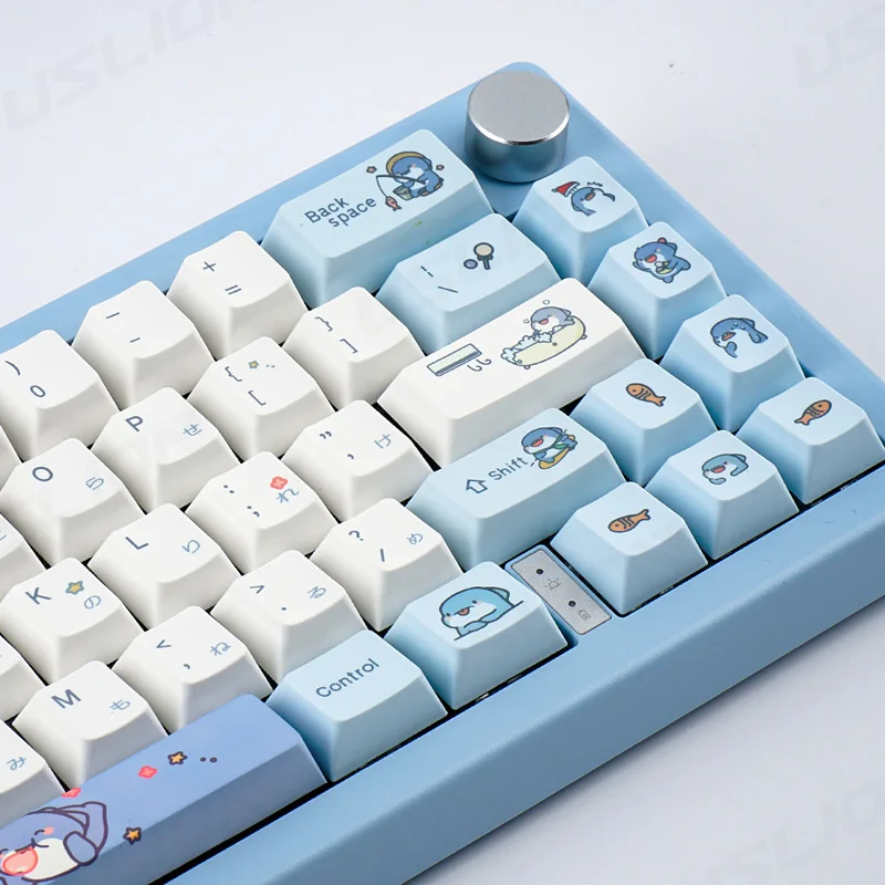 

131 Keys PBT Key Cap Cartoon Shark Pattern Dye Subbed Keycaps For 61/64/68/78/84/87/96/98/104/108 MX Switch Mechanical keyboards