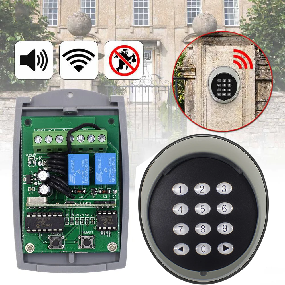 Wireless Keypad for Automatic Garage Door Swing Sliding Gate Opener Universal Receiver & 433MHz Remote for Access Control
Wireless Keypad for Automatic Garage Door Swing Sliding Gate Opener Universal Receiver & 433MHz Remote for Access Control