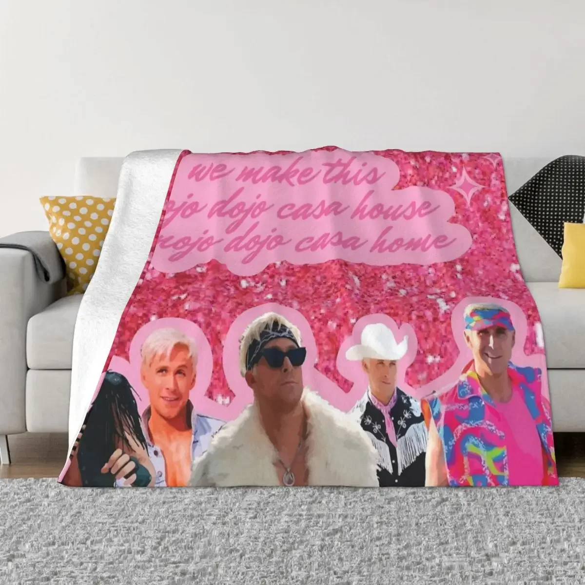 

Pink Doll Blanket Fleece Decoration Ryan Gosling Margot Robbie Multi-function Throw Blankets for Bed Outdoor Rug Piece