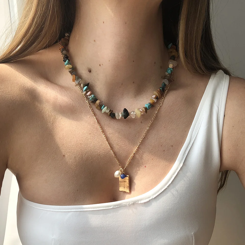 Fashionable and Simple Pendant Colorful Stone Square Bead Element Necklace Geometric Creative Sweet Necklace
Fashionable and Simple Pendant Colorful Stone Square Bead Element Necklace Geometric Creative Sweet Necklace