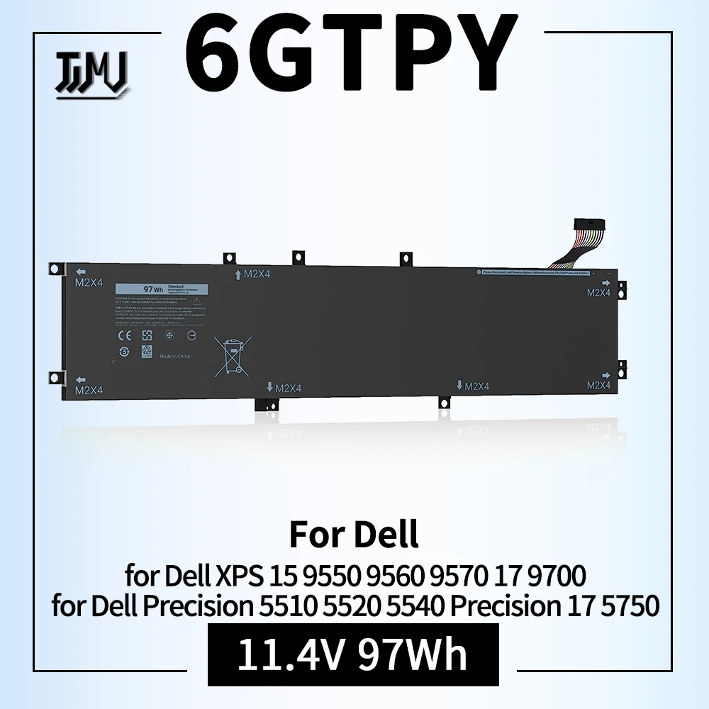 

6GTPY Battery for Dell XPS 15 9560 9570 9550 7590 P56F001 Precision 5510 5520 5530 5540 M5520 M5510 Replacement Vostro 7500 7590