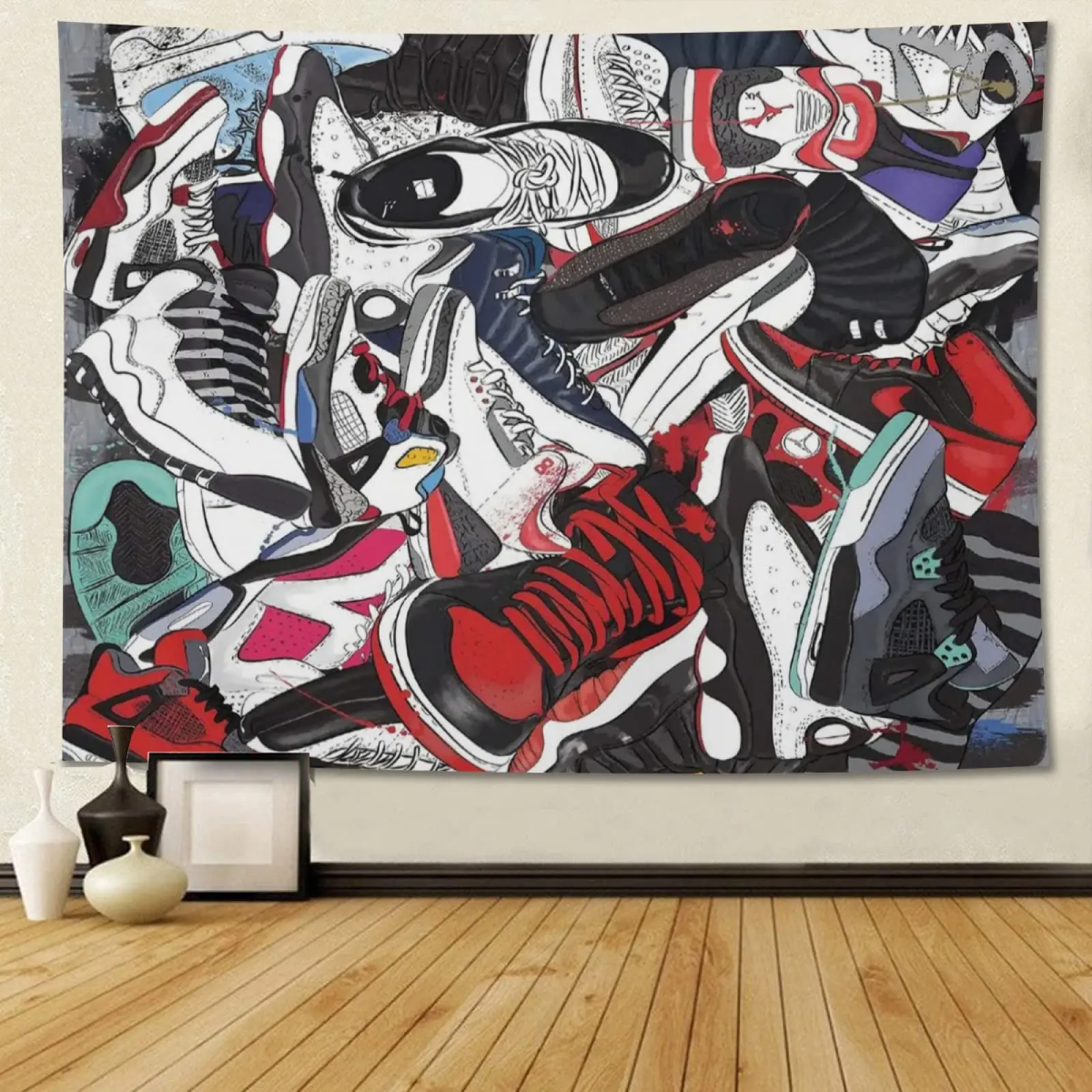 Retro Basketball Shoes Hanging Poster, Polyester, 100D Digital Printing, Indoor, Vivid Color, Sneaker, Hanging Decoration
Retro Basketball Shoes Hanging Poster, Polyester, 100D Digital Printing, Indoor, Vivid Color, Sneaker, Hanging Decoration