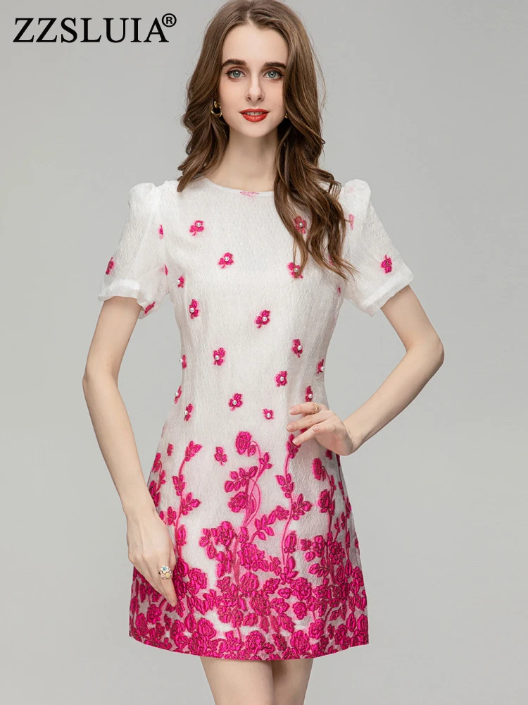 ZZSLUIA Elegant Dresses For Women Floral Printed Beading Designer Slim Dress Fashion Short Sleeve Summer Dresses Female Clothing 
ZZSLUIA Elegant Dresses For Women Floral Printed Beading Designer Slim Dress Fashion Short Sleeve Summer Dresses Female Clothing