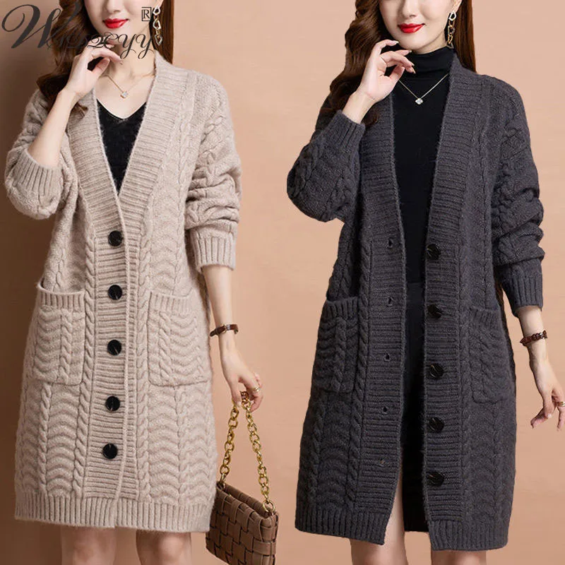 Vintage Knitted Cardigans Coat Women Solid Colors V-Neck Long Sleeve Sweater Jakcet Oversized Loose Knitwear Top Plus Size 3xl
Vintage Knitted Cardigans Coat Women Solid Colors V-Neck Long Sleeve Sweater Jakcet Oversized Loose Knitwear Top Plus Size 3xl