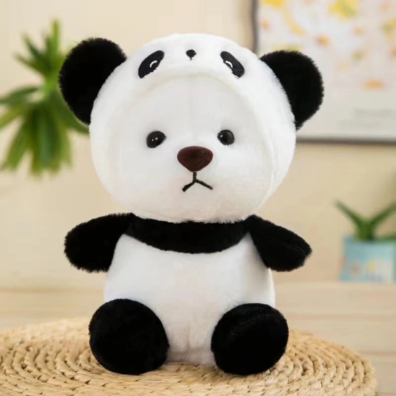 

New Kawaii Panda Plush Toy Soft Stuffed Bear Turn Into Panda Animal Doll Lovely Style Sleeing Pillow Cushion For Children