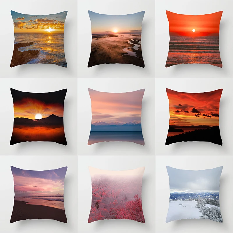 

Beautiful scenery printed pillowcases, living room sofa bed home decoration pillowcases