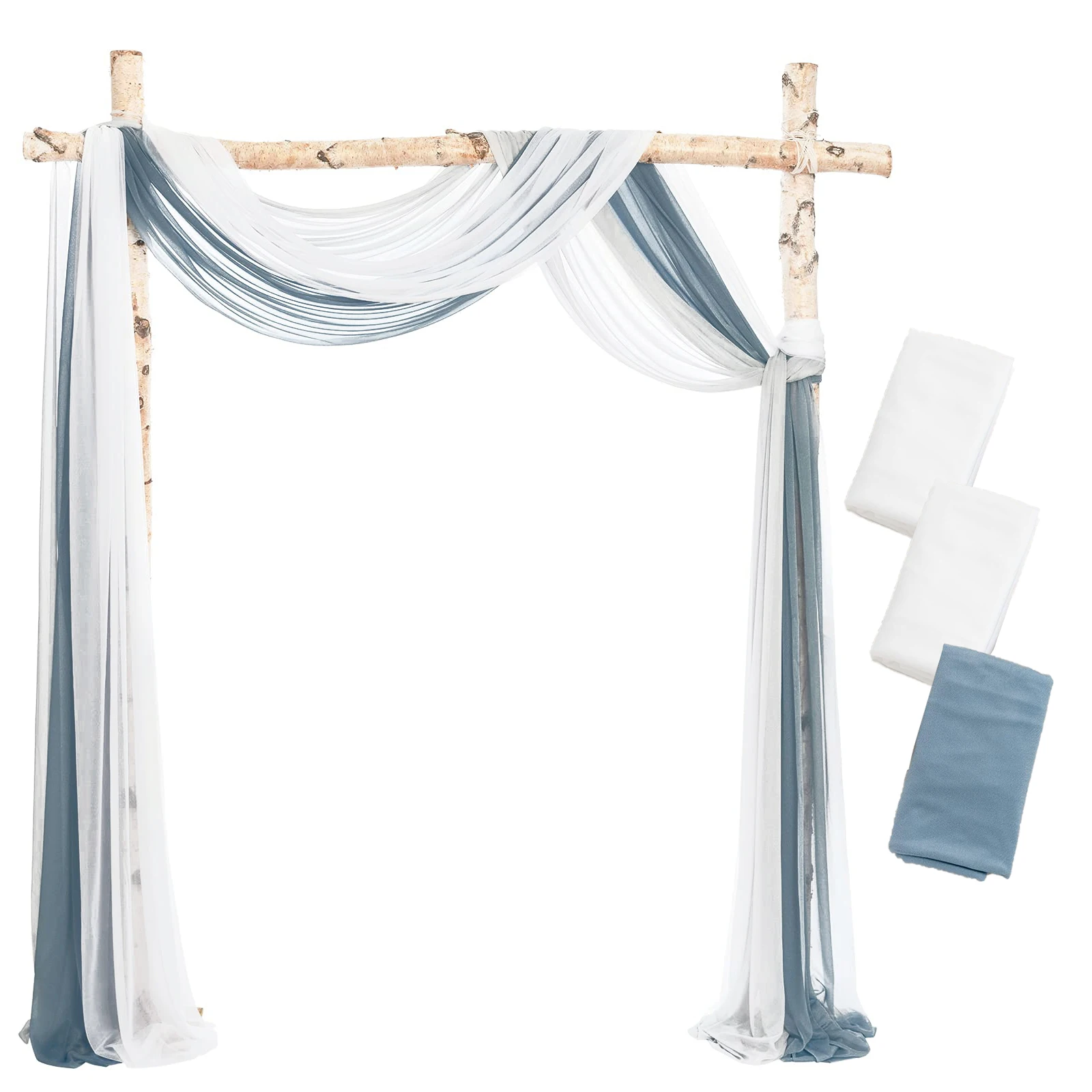 

3PCS set Wedding Arch Drape Blue Sheer Chiffon Tulle Curtain Draping Backdrop Party Supplies Home Drapery Ceremony Decoration