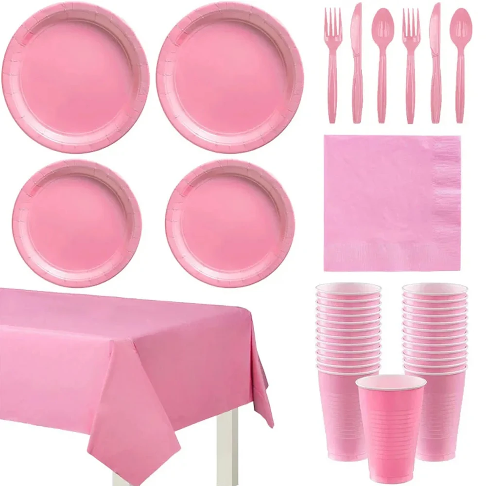 Pure Pink Birthday Party Decoration Set Tableware Cup Plate Napkin Fork Kife Spoon Kids Pink Wedding Theme Party Dinner Supplies
Pure Pink Birthday Party Decoration Set Tableware Cup Plate Napkin Fork Kife Spoon Kids Pink Wedding Theme Party Dinner Supplies