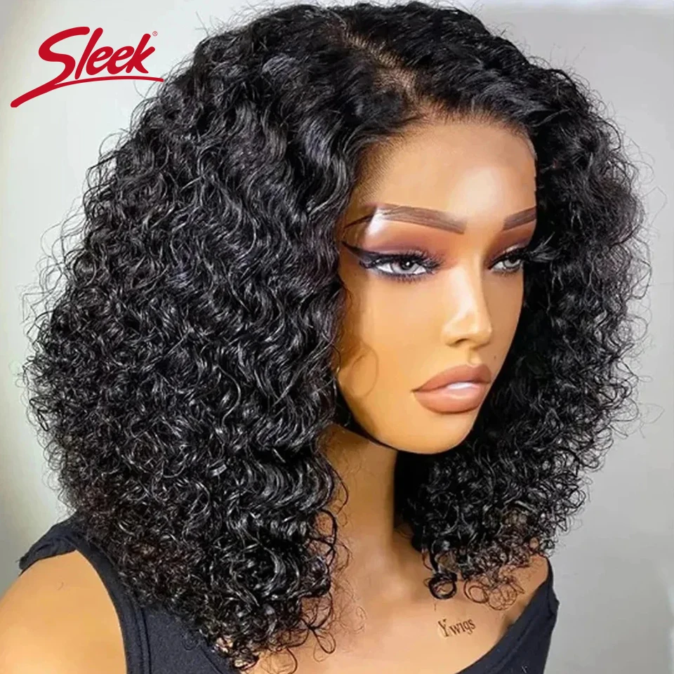 

Brazilian Deep Curly Bob Hair Wigs Natural Black Color P4/27 HD Lace Front Part Transparent Highlight Brown Color Remy Hair