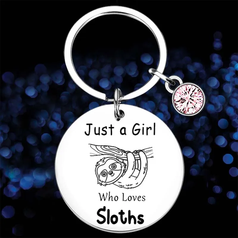 

New Funny Sloths Gifts Keychain Pendant Just A Girl Who Loves Key Chains Daughter Sister Niece Girls Best Friend gift