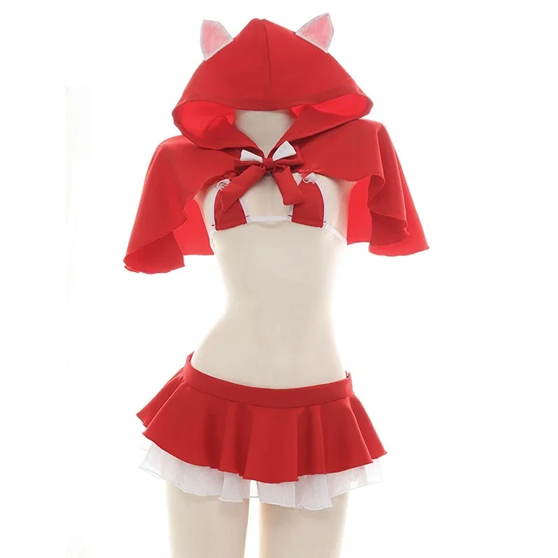 Christmas Role Play Little Red Riding Hood Underwear Swimsuit Costume Women Sexy Hooded Cloak Lingerie Pajamas Cosplay
Christmas Role Play Little Red Riding Hood Underwear Swimsuit Costume Women Sexy Hooded Cloak Lingerie Pajamas Cosplay