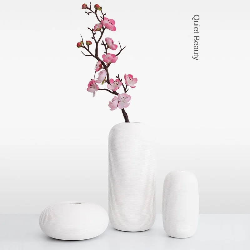 

Modern simple Nordic white ceramic vase ornaments Chinese flower arrangement dry flower device living room soft decoration