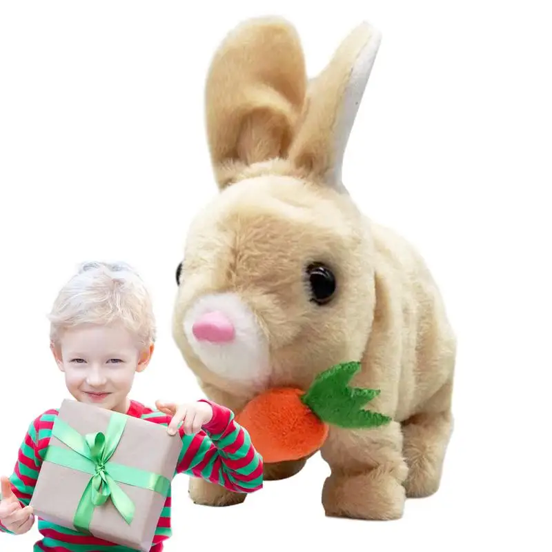 

Ходячий кролик, игрушка 6,7 дюйма, милая Пасхальная игрушка, плюшевая игрушка, электрическая со звуком, веселые очки, уши кролика, кукла, работающая от батареи