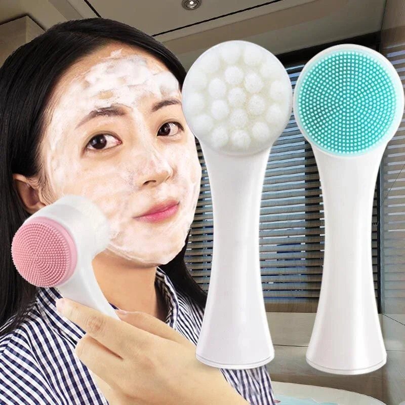 

Silicone Face Cleansing Brush Double-Sided Facial Cleanser Blackhead Removal Product Pore Cleaner Exfoliator Face Scrub Brush